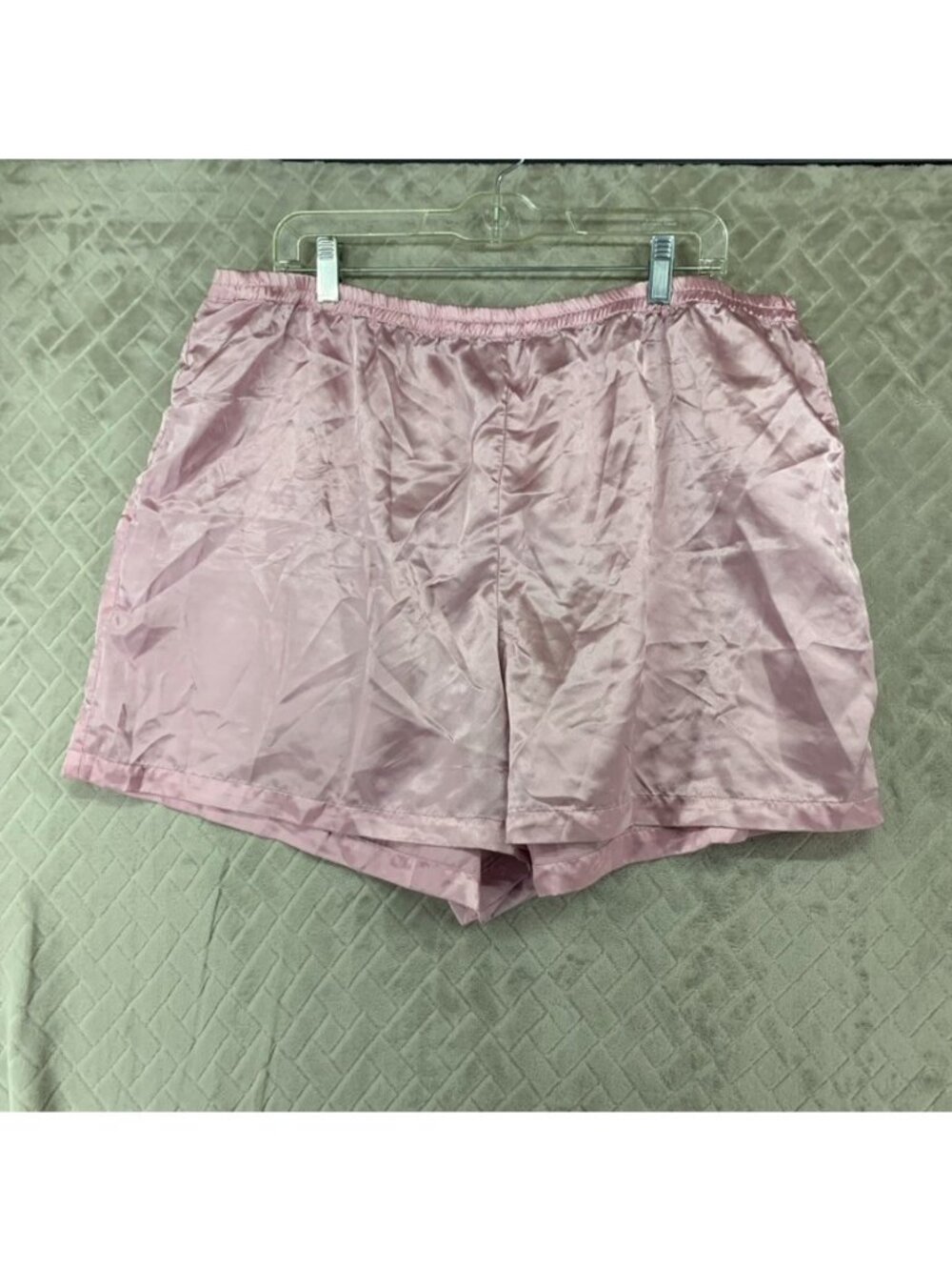Shorts Womens 3x Light Pink Silky Slippery Satin Pajamas Pull On Elastic Waist